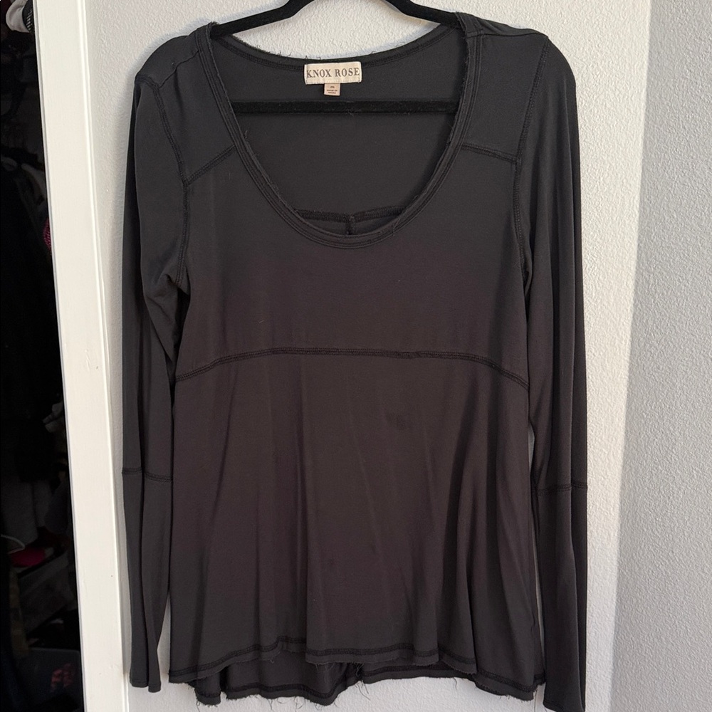Knox Rose Black Long-Sleeve Scoop-Neck Tee